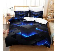 GXYUAOIEF Cube Lights Duvet Cover 3-Piece 3D Printed Modern Tech Design Bedding Set With 2 Pillowcases with Zipper Closure for Bedding Deco Double（200x200cm）