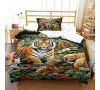 GXYUAOIEF Duvet Cover Set Jungle Animals Decorative Duvet Cover Comforter Cover Polyester Microfiber 3pc with Zipper Bedding for Bedroom, Guestroom Single（135x200cm）