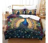 GXYUAOIEF Duvet Cover Set Peacock Decorative Duvet Cover Comforter Cover Polyester Microfiber 3pc with Zipper Bedding for Bedroom, Guestroom King(220x240cm)