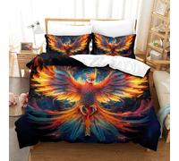 GXYUAOIEF Flame Phoenix Duvet Cover 3 Pieces 3D Print Rebirth from Ashes Microfibre Bedding With 2 Pillowcases with Zipper Closure Room Decor Super King（260x220cm）