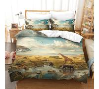 GXYUAOIEF Jungle Animals Duvet Cover Sets 3 PCS Hotel Quality Quilt Cover Bedding Bed Covers with Pillowcases with Zipper Closure Hypoallergenic Soft Breathable Microfiber Single(140x200cm)