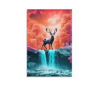 GXYUAOIEF Lonely Deer Wall Decor Poster Canvas Prints Picture Modern Canvas Wall Art Picture Wall Hanging for Living Room Home Decorations 20x30inch(50x75cm)
