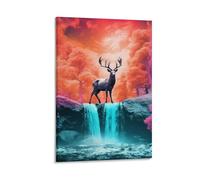 GXYUAOIEF Lonely Deer Wall Decor Poster Giclee Canvas Prints Modern Wall Art Picture Wall Hanging for Living Room Bedroom Home Decorations 20x30inch(50x75cm)