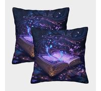 GXYUAOIEF Magic Books Cushion Covers Set of 2 Fantasy Forest Cushion Cases Square Pillowcases for Sofa Livingroom Bedroom with Invisible Zipper Decorative Soft 45x45cm