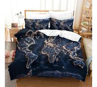 GXYUAOIEF Map Duvet Cover Modern 3D Theme Comforter Cover Children Bedding Set Bedspread Cover Breathable Soft Microfiber Bedding Set, Decorative Room 3Pcs Set Quilt Cover King(220x240cm)