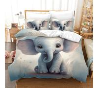 GXYUAOIEF Microfiber Duvet Cover Set Elephant Fade Resistant Duvet Cover Comforter Cover 3pc with Zipper Bedding Set for Bedroom, Guestroom Double（200x200cm）