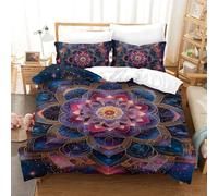 GXYUAOIEF Microfiber Duvet Cover Set Mandala Flower Fade Resistant Duvet Cover Comforter Cover 3pc with Zipper Bedding Set for Bedroom, Guestroom Single(140x200cm)