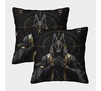 GXYUAOIEF Mythical God Cushion Covers Set of 2 Ancient Egyptian Style Square Cushion Case for Sofa Couch with Invisible Zip Furniture Decorative 45x45cm