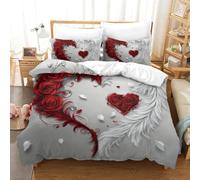 GXYUAOIEF Romantic Roses Duvet Cover 3-Piece 3D Printed Heart Design Style Microfibre Bedding With 2 Pillowcases Zipper Closure for Boys Girls Kids Youth Teens Super King（260x220cm）