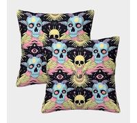 GXYUAOIEF Skull Totem Cushion Covers Set of 2 Sun-moon Eye Pattern Square Cushion Case for Sofa Couch Bedroom with Invisible Zipper Decorative Bedroom 45x45cm