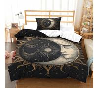 GXYUAOIEF Sun And Moon Duvet Cover Set 3 PCS Hotel Quality Quilt Cover Bedding Set Bed Covers with Pillowcases with Zipper Closure Hypoallergenic Soft Breathable Microfiber Single(135x200cm)