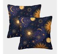 GXYUAOIEF Sun-moon-star Totem Cushion Covers Set of 2 Mystical Illustration Square Cushion Case for Sofa Couch Bedroom with Invisible Zipper Decorative Bedroom 50x50cm