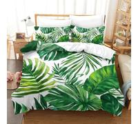 GXYUAOIEF Tropical_leaves Duvet Cover 3-Piece 3D Printed Botanical Pattern Bedding Set with 2 Pillow Cases with Zipper Closure For Girls Teens King（220x240cm）