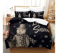 GXYUAOIEF Winter Snowman Duvet Cover 3-Piece 3D Printed Vintage Holiday Illustration Quality Bedding Sets With 2 Pillowcases with Zipper Closure for Kids And Adults Bedroom Decor Single（140x200cm）