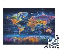 GXYUAOIEF World Map Puzzle - 1000pc Jigsaw Puzzle For Adults - Cartographic Style - Plastic Free - 75x50cm
