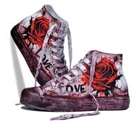 GXZUORUI Unisex Halloween Horror Bloody Splatter Trainers for Men and Women Lace-Up Classic High Top Casual Walking Shoes, rose, 6/7 UK