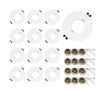 GY 12x Recessed Spotlight GU10 Socket, LED GU10 recessed Frame Ceiling spot White Round, Socket for MR16 LED Bulbs, 35° swivelling, Ø75 x 100mm Hole Diameter