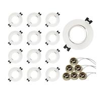 GY 12x Recessed Spotlight GU10 Socket, LED GU10 recessed Frame Ceiling spot White Round, Socket for MR16 LED Bulbs, 35° swivelling, Ø75 x 85mm Hole Diameter
