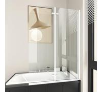 GY Bath Pivot Bifold Shower Screen Tempered Glass Reversible Bath Panel - 1000 x 1400mm, Chrome Frame, Rounded Corner Glass for Bathtub