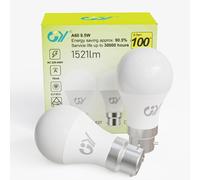 GY Bayonet Light Bulbs,B22 LED Bulbs Cool White 6500K 100W Equivalent,9.5W 1521 Lumen Ultra Energy Saving Light Bulbs,Non-dimmable,2-Pack