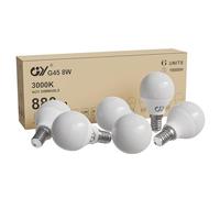 GY E14 LED Bulb 8W (80W Equivalent), 880 Lumens 3000K Warm White, G45 E14 LED Energy Efficiency Bulb, E14 LED 280° Beam Angle Non-Dimmable, Pack of 6