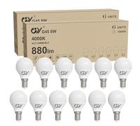 GY E14 LED Bulb 8W (80W Equivalent), 880 Lumens 4000K Neutral White, G45 E14 LED Energy Efficiency Bulb, E14 LED 280° Beam Angle Non-Dimmable, Pack of 12