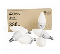 GY E14 LED Bulb Small Edison Screw SES Candle Energy Saving Bulb, 4000K Neatrul White 8W 880 Lumens,Equivalent to 80W, 280° Beam Angle Non-Dimmable, Pack of 6