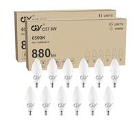 GY E14 LED Bulb Small Edison Screw SES Candle Energy Saving Bulb, 6500K Cool White 8W 880 Lumens, Equivalent to 80W, 280° Beam Angle Non-Dimmable, Pack of 12