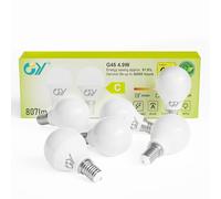 GY E14 LED Bulbs Warm White G45 Energy Efficient, 4.9W 3000K 807 Lumen, Energy Saving Replaces 60W, 280° Non-dimmable, 6 Pack
