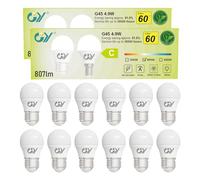 GY E27 LED Light Bulb 4.9W Equivalent 60W, 807 Lumens 4000K Neutral White, E27 Led Bulb Energy Efficiency, Non-Dimmable, Pack of 12