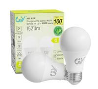 GY E27 LED Neutral White Lamp 9.5W 4000K 1521 Lumen Neutral White Bulb,A60 Energy Saving Lamp Replaces 100W Halogen Lamp,Non Dimmable LED Bulbs,2pcs.