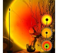 GY Floor Lamp for the Living Room, 4-Colour Sunset Lamp, USB-Powered Sunlight LED Projector, 720° Rotatable Romantic Mood Light, Suitable for Photography, Selfies and Living Room Decoration