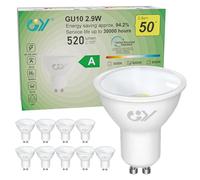 GY GU10 2.9W Class A Energy Efficiency LED Bulb 4000K Neutral White,520LM Energy Saving LED Bulb,Equivalent 50W,110 ° Light Angle,Non-Dimmable,Pack of 10