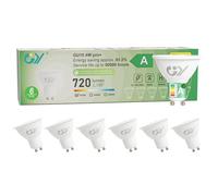 GY GU10 4W Class A Energy Efficiency LED Bulb 3000K Warm White,720LM Energy Saving LED Bulb,Equivalent 60W,110 ° Light Angle,Non-Dimmable,Pack of 6
