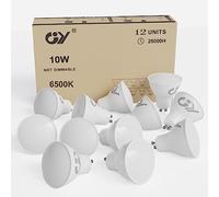 GY GU10 LED Bulbs Cool White 6500K 10W 1100lm, Energy Saving High Lumen Light Bulbs Equivalent to 100W,120° Wide Beam Non-dimmable, Pack of 12