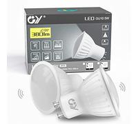 GY GU10 LED Radar Sensor Lamp, 5 W Replaces 40 W Halogen Bulb, 380 Lumen 6500 K Cool White Sensor Bulbs, Automatic On/Off, Beam Angle 120°, Not Dimmable, 2 PCS