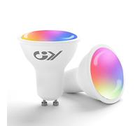 GY GU10 Smart Bulb,RGBCW Dimmable Colour Changing Alexa Light Bulbs,Compatible with Alexa&Google Home WiFi Light Bulbs(2.4GHz WiFi Only) 7W 500LM, 2 Packs