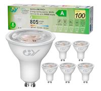 GY GU10 Spotlight 36° Beam Angle LED Bulbs Energy Efficiency Class A, Warm White 2700K 805LM,Equivalent to 100W, Non-Dimmable, Pack of 6
