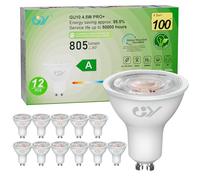 GY GU10 Spotlight 36° Beam Angle LED Bulbs Energy Efficiency Class A, Warm White 2700K 805LM,Equivalent to 100W, Non-Dimmable, Pack of 12
