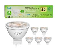 GY GU5.3 Class-B LED Bulbs MR16 3.8W 36° Angle LED Spot (Narrow Beam),12V 646LM 3000K Warm White,Equivalent 50W, Energy Efficient, Non-Dimmable, No Flicker, Pack of 6