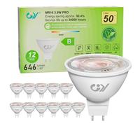 GY GU5.3 Class-B LED Bulbs MR16 3.8W 36° Angle LED Spot (Narrow Beam),12V 646LM 4000K Neutral White,Equivalent 50W, Energy Efficient, Non-Dimmable, No Flicker, Pack of 12