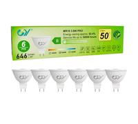 GY GU5.3 Class-B LED Bulbs MR16 3.8W 36° Angle LED Spot (Narrow Beam),12V 646LM 4000K Neutral White,Equivalent 50W, Energy Efficient, Non-Dimmable, No Flicker, Pack of 6