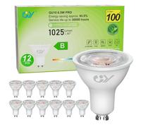 GY Pack of 12 GU10 LED Spot Light Bulbs Class B, 1025LM Neutral White 4000K, 6.5W Equivalent 100W GU10 36° (Narrow Beam), Energy Efficiency, Non-Dimmable, Pack of 12