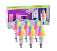 GY Smart Bulb C37 E14 Alexa Light Bulbs,6W 600lm 2700K-6500K RGB Dimmable Colour Changing Compatible with Alexa/Google Home 2.4 GHz WLAN,6 Packs