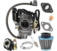 GY6 125cc/150cc Carburetor for 4 Stroke Engines Electric Choke Scooter ATV Go Kart 152QMI 157QMJ with Air Filter Intake Manifold - PD24J 24mm Carb