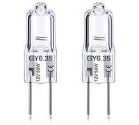 GY6.35 Light Bulbs, 12V 50W Crystal Clear Halogen Bulb 2 Pin, T4 JC Bi-Pin Base G6.35 Capsule Bulb, Dimmable 2700K Warm White 2 Prong Light Bulb for Pendant Light, Microwave Oven, Table Lamp, 2Pack