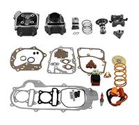 GY6 Cylinder Rebuild Kits Kymlaa 100cc Big Bore Kit for 69mm Valve 49CC 50CC 139QMB Moped Scooter Engine 50mm Bore Upgrade Set with 6pin Racing CDI Ignition Coil Performance Spark Plug Clutch Spring