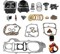 GY6 Cylinder Rebuild Kits Trkimal Upgrade 50mm Big Bore Kit Cylinder head assemble 69mm valve sets for 49CC 50CC 139QMB Moped Scooter Engine, Racing Performance CDI Ignition Coil Spark Plug Clutch etc