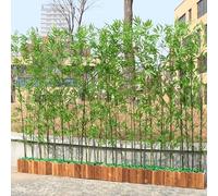 GY8PKVWKWQ Artificial Bamboo Privacy Screen With Solid Wood Base, 3 Heights Available 1m/1.2m/1.5m, Faux Bamboo Plant Partition For Indoor Outdoor Garden(1m/3.3ft,120X17X18cm-20 bamboo)