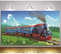 GYA 7x5ft Stream Train Party Theme Backdrop for Photography Christams Train Background Children Birthday Party Adventure Family Kids Portrait Gathering Photography